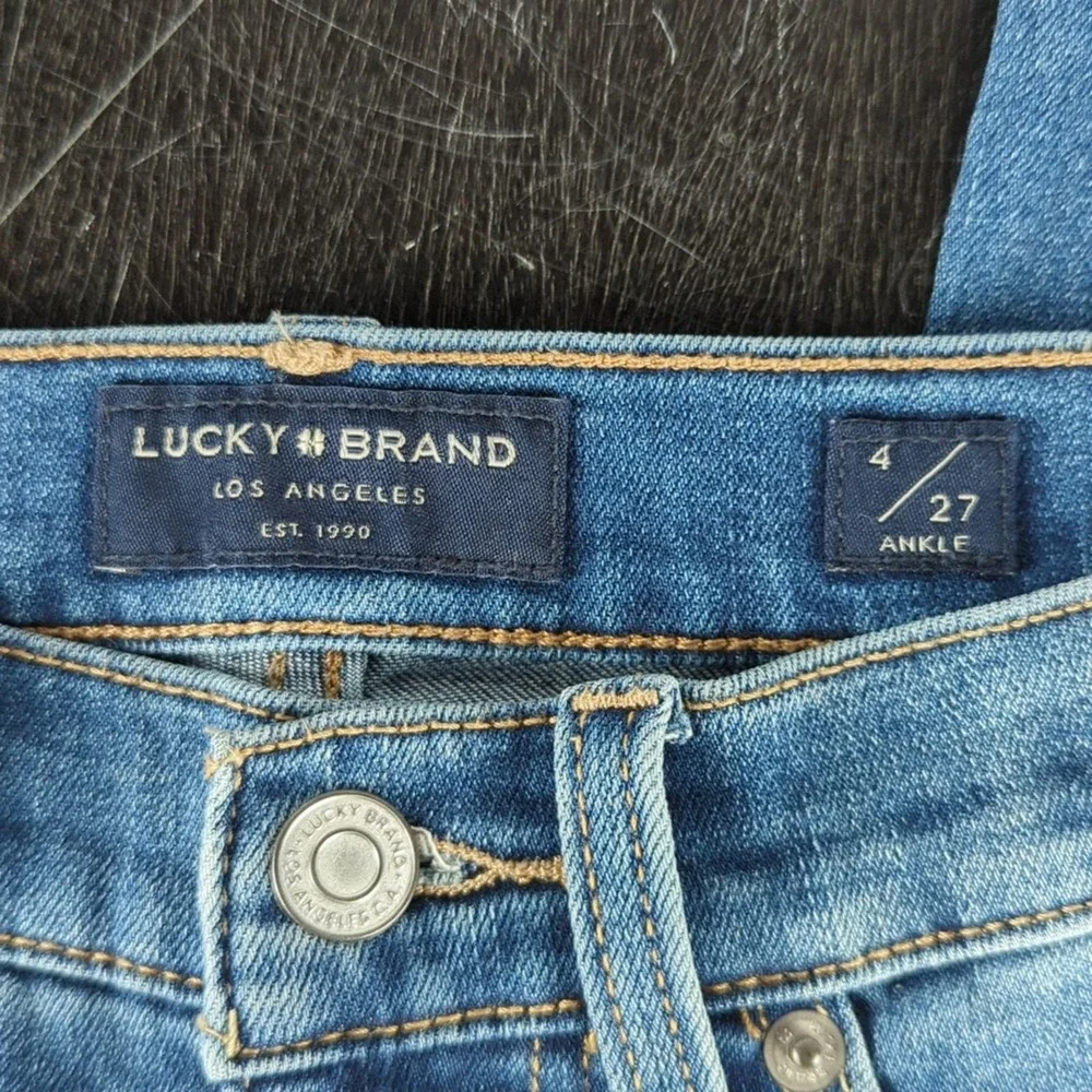 Lucky Brand High Rise Skinny Bridgette Ankle Jeans Raw Hem Button Fly Women's 4 - Picture 9 of 11